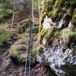 Metalowa drabina ułatwiająca poruszanie się po szlakach w Słowackim Raju